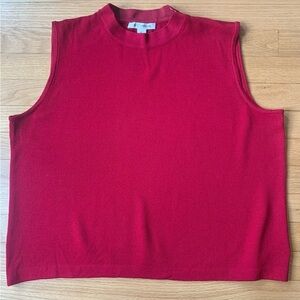St. John Raspberry Red Sleeveless Zipper Mock Neck Knit Top Size Large